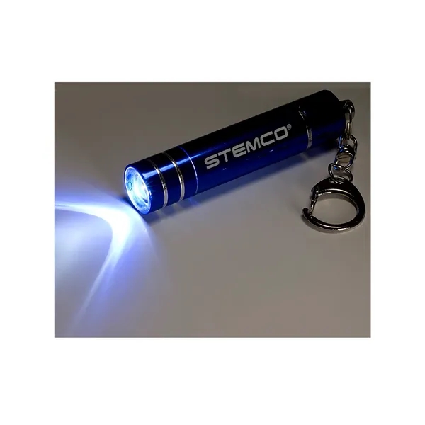Mini aluminum flashlight with an ultra-bright LED bulb, latching key holder... from ASI 79530 Prime Line
