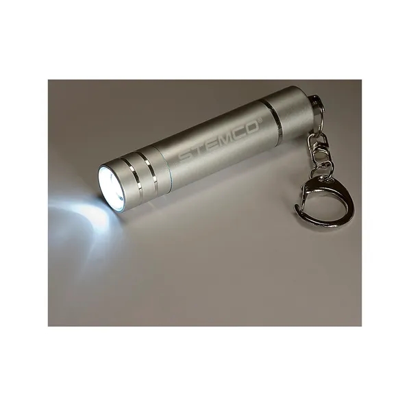 Mini aluminum flashlight with an ultra-bright LED bulb, latching key holder... from ASI 79530 Prime Line