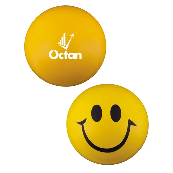 Smiley face stress ball made of polyurethane foam; customization included.... from ASI 79530 Prime Line
