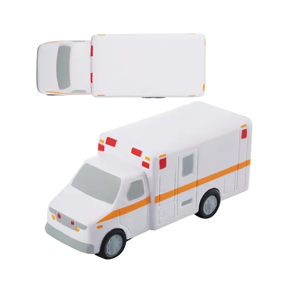 Ambulance shaped stress reliever made of polyurethane foam; customization included.... from ASI 79530 Prime Line