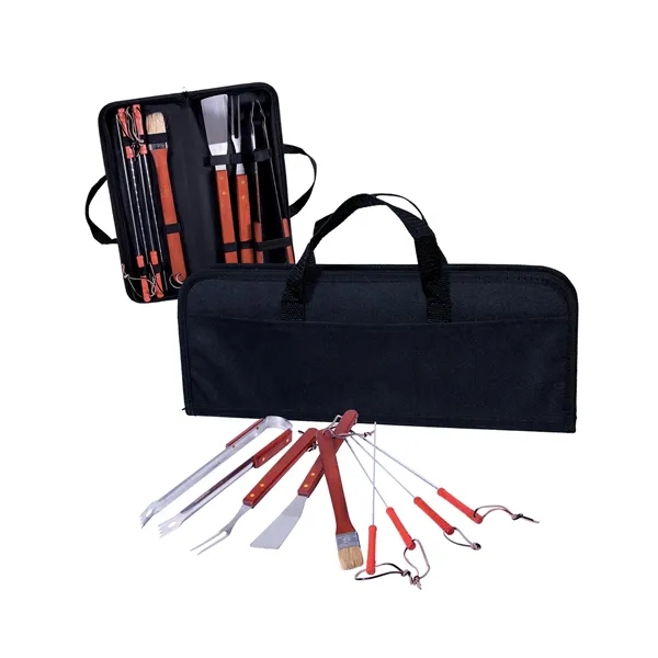 Eight piece BBQ set with spatula, fork, tongs, basting brush and... from ASI 79530 Prime Line