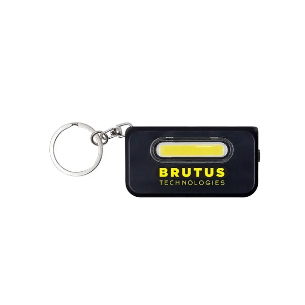 75" x 1.25" x .375" ABS plastic keychain with COB flashlight... from ASI 79530 Prime Line