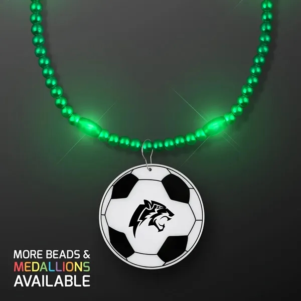 LED Bead Necklace with Soccer Ball Medallion; Imprinted Pricing... from ASI 34194 ALightPromos / Alight Promotional Products