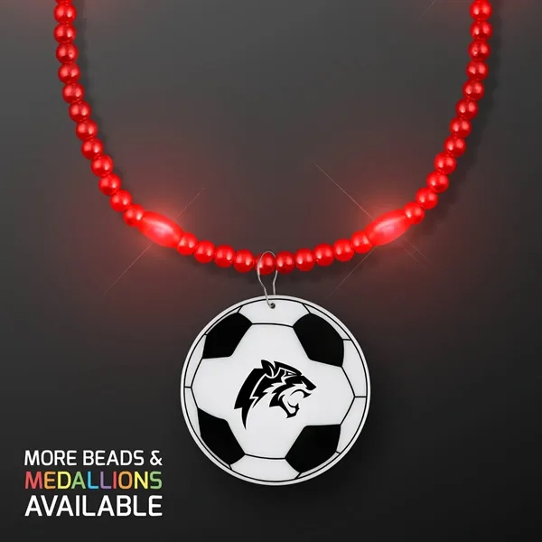 LED Bead Necklace with Soccer Ball Medallion; Imprinted Pricing... from ASI 34194 ALightPromos / Alight Promotional Products