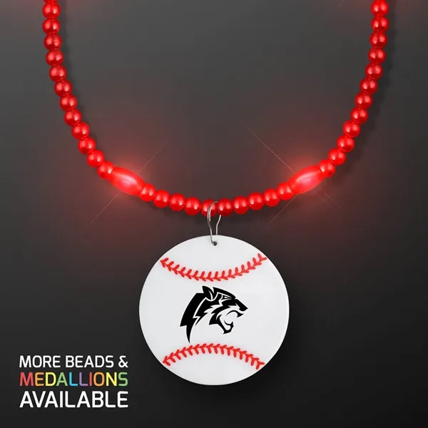 LED Bead Necklace with Baseball Medallion; Imprinted Pricing... from ASI 34194 ALightPromos / Alight Promotional Products
