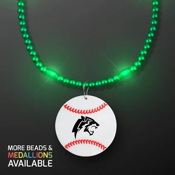 LED Bead Necklace with Baseball Medallion; Imprinted Pricing... from ASI 34194 ALightPromos / Alight Promotional Products