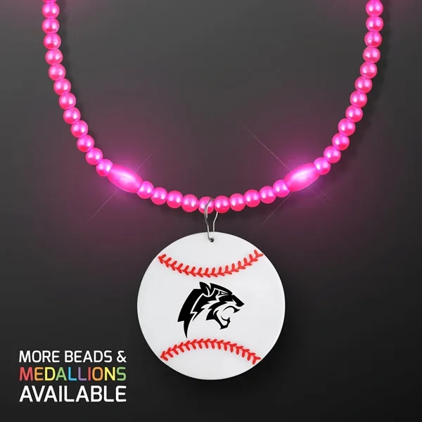 LED Bead Necklace with Baseball Medallion; Imprinted Pricing... from ASI 34194 ALightPromos / Alight Promotional Products