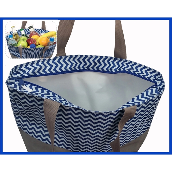 Chevron printed tote bag with front pocket, 22'' x 17" x... from ASI 34046 Allcasion Travelware Co