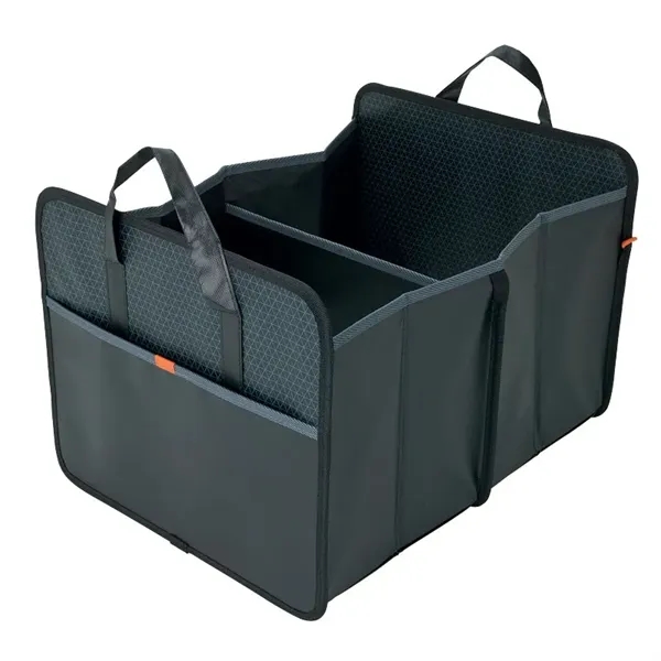 Optimum-II trunk organizer with two compartments, front pocket, and carrying handles;... from ASI 67866 Logomark/Valumark