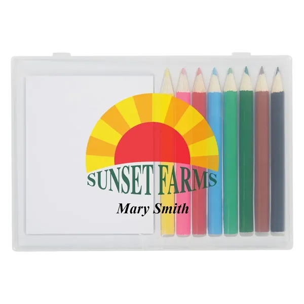 Eight colored pencils and a pad of paper in a case.... from ASI 61125 Hit Promotional Products / Hit®