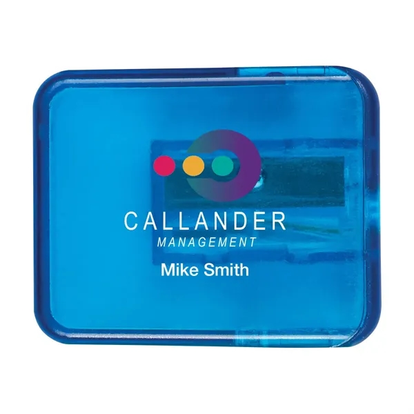 Manual pencil sharpener available in various translucent colors with flip top... from ASI 61125 Hit Promotional Products / Hit®