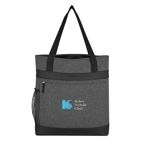 Polycanvas tote bag with front zippered pocket, side mesh pocket and... from ASI 61125 Hit Promotional Products / Hit®