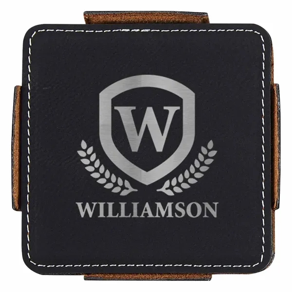Coaster set made of polyurethane leather with four coasters that feature... from ASI 61125 Hit Promotional Products / Hit®