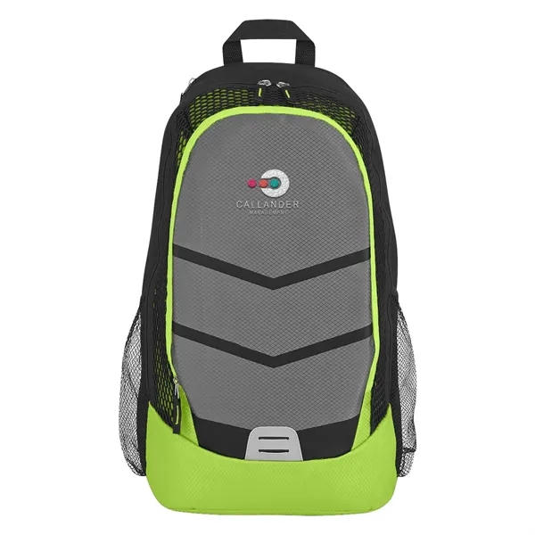 Backpack made of polyester with zippered top pocket, side mesh pockets... from ASI 61125 Hit Promotional Products / Hit®