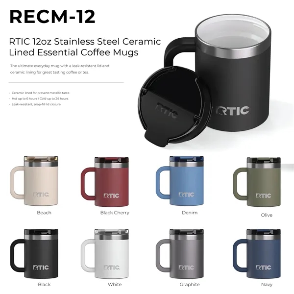 RTIC 12 ounce insulated ceramic-lined stainless steel ringed coffee mug with... from ASI 74601 Calico