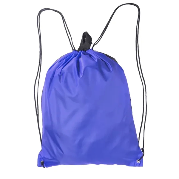 Polyester drawstring backpack with carry handle on top and reflective strips... from ASI 39552 BEL Promo