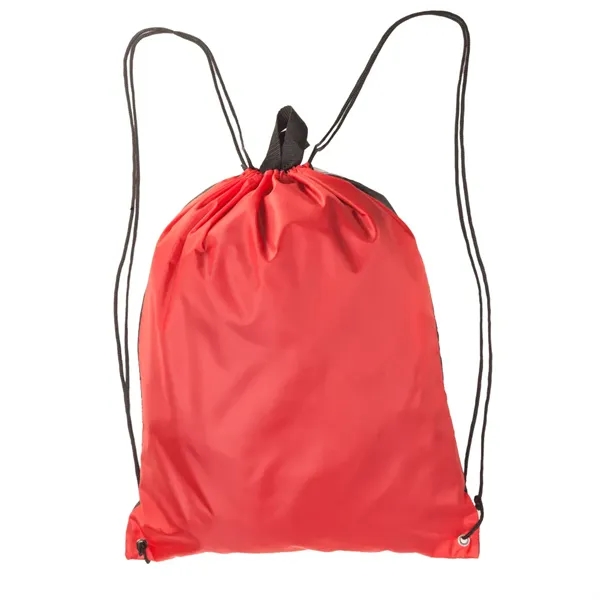 Polyester drawstring backpack with carry handle on top and reflective strips... from ASI 39552 BEL Promo