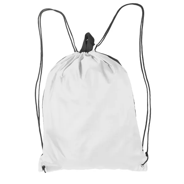 Polyester drawstring backpack with carry handle on top and reflective strips... from ASI 39552 BEL Promo