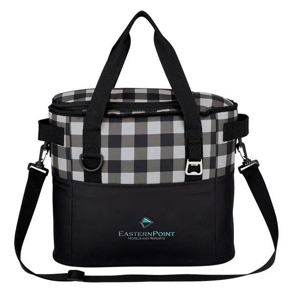 Polyester cooler bag with front pocket, adjustable shoulder strap, web carry... from ASI 61125 Hit Promotional Products / Hit®