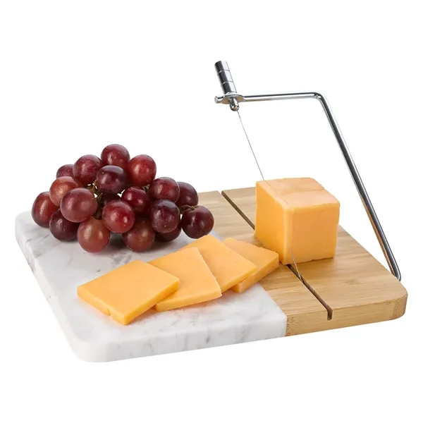 Marble and bamboo cheese cutting board measuring 9" x 9" with... from ASI 61125 Hit Promotional Products / Hit®