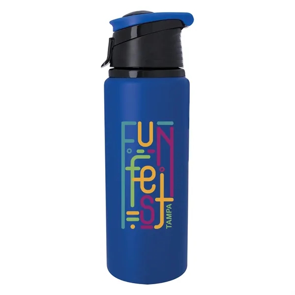 24 oz. aluminum Velvet Touch bottle with a screw-on, spill-resistant, flip-top... from ASI 61125 Hit Promotional Products / Hit®