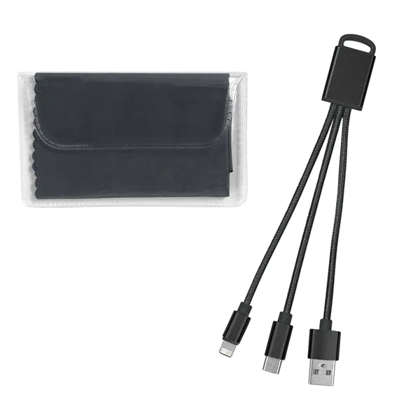Charging buddy kit with 3-in-1 braided connectors and a microfiber cloth... from ASI 61125 Hit Promotional Products / Hit®