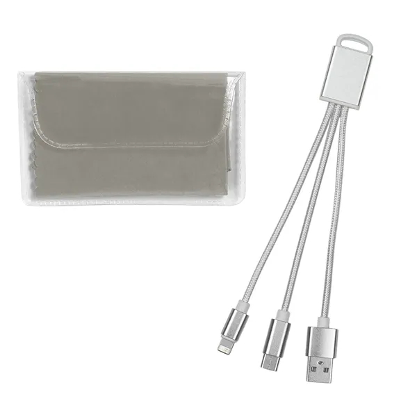 Charging buddy kit with 3-in-1 braided connectors and a microfiber cloth... from ASI 61125 Hit Promotional Products / Hit®