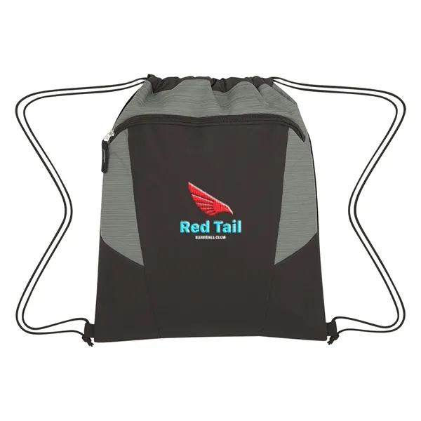 Heathered drawstring backpack made of 600 denier polyester with a large... from ASI 61125 Hit Promotional Products / Hit®