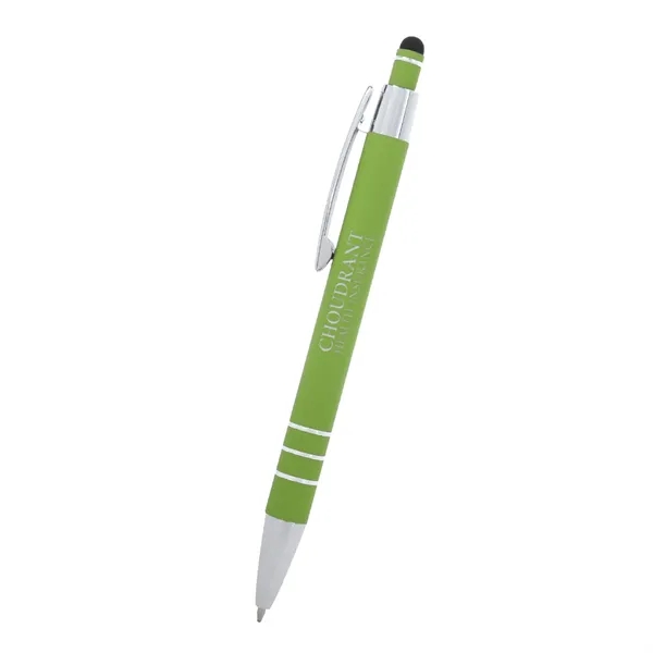 5 1/2" plunger-action pen with rubberized aluminum body and stylus on... from ASI 61125 Hit Promotional Products / Hit®