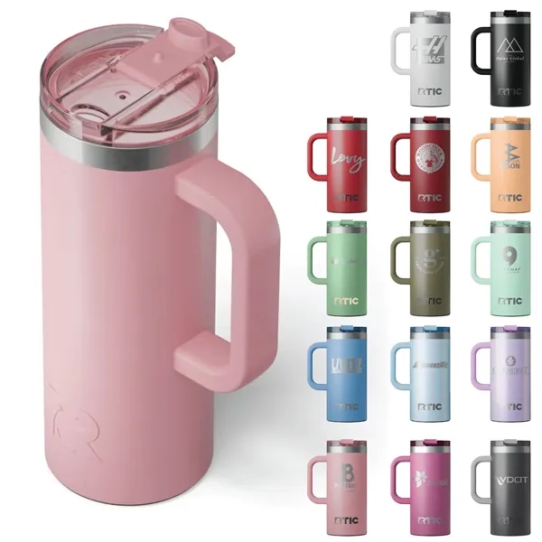 RTIC double-wall stainless steel 16 ounce travel mug with flip-top lid... from ASI 74601 Calico