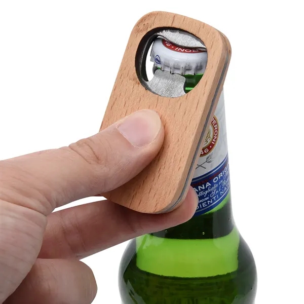 Bamboo bottle opener for quickly cracking into a drink with style.... from ASI 61125 Hit Promotional Products / Hit®