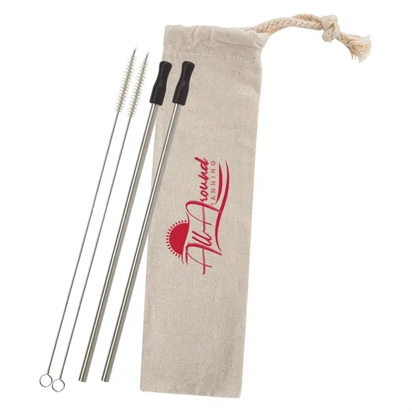 2-pack reusable stainless straw kit with cotton pouch for reducing impact... from ASI 61125 Hit Promotional Products / Hit®