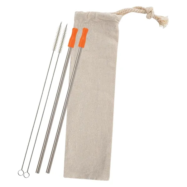 2-pack reusable stainless straw kit with cotton pouch for reducing impact... from ASI 61125 Hit Promotional Products / Hit®