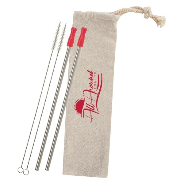 2-pack reusable stainless straw kit with cotton pouch for reducing impact... from ASI 61125 Hit Promotional Products / Hit®