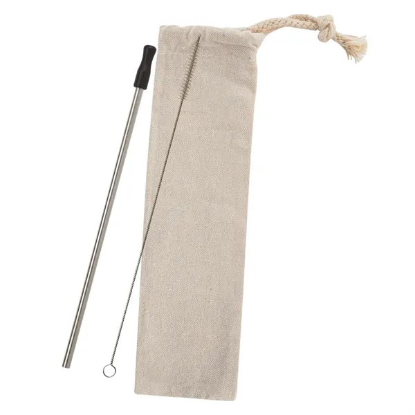 Reusable stainless straw kit with cotton pouch for reducing impact on... from ASI 61125 Hit Promotional Products / Hit®