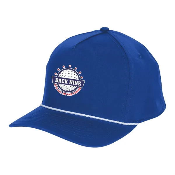 Structured baseball cap with woven rope along visor base and adjustable... from ASI 61125 Hit Promotional Products / Hit®
