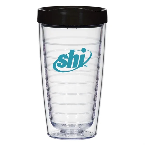 16 oz. polystyrene tumbler with double wall construction and a snap-on,... from ASI 61125 Hit Promotional Products / Hit®