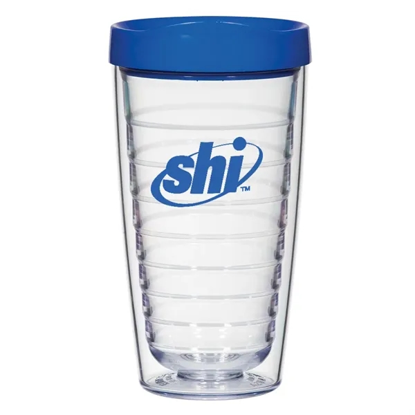 16 oz. polystyrene tumbler with double wall construction and a snap-on,... from ASI 61125 Hit Promotional Products / Hit®