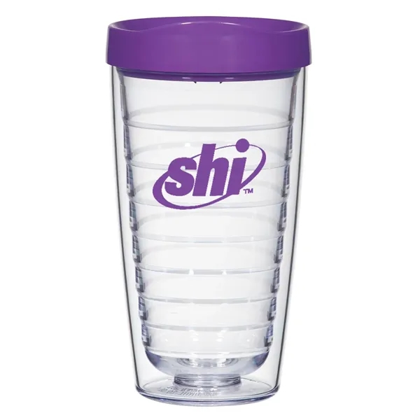 16 oz. polystyrene tumbler with double wall construction and a snap-on,... from ASI 61125 Hit Promotional Products / Hit®