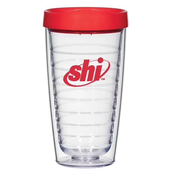 16 oz. polystyrene tumbler with double wall construction and a snap-on,... from ASI 61125 Hit Promotional Products / Hit®