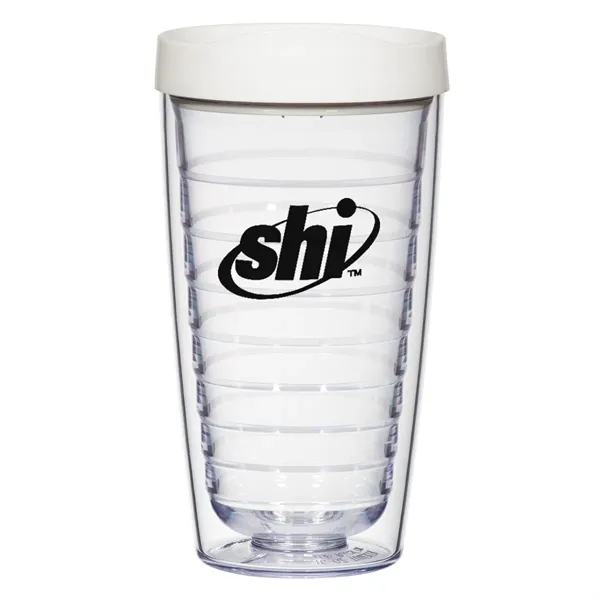16 oz. polystyrene tumbler with double wall construction and a snap-on,... from ASI 61125 Hit Promotional Products / Hit®