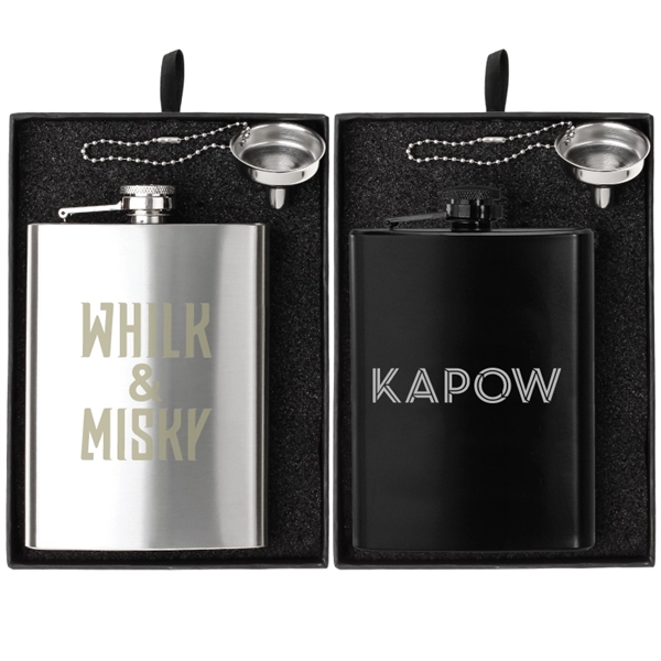 8 oz. stainless steel flask and funnel in a heavy-duty gift... from ASI 57655 STOPNGO Line