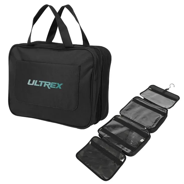 4.5" x 9" x 12.5" toiletry bag with four compartments, zippered... from ASI 61125 Hit Promotional Products / Hit®