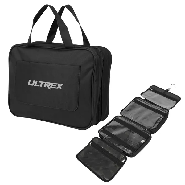4.5" x 9" x 12.5" toiletry bag with four compartments, zippered... from ASI 61125 Hit Promotional Products / Hit®