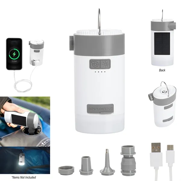 3-in-1 portable air pump with a camping light, charger, type-C cable,... from ASI 61125 Hit Promotional Products / Hit®