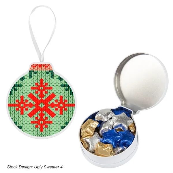 1.5" x 4.75" x 4.25" ornament tin with candy and a... from ASI 61125 Hit Promotional Products / Hit®