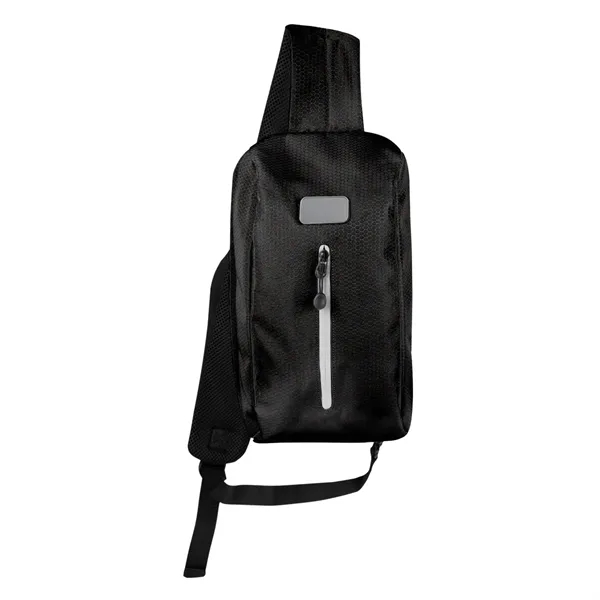 Sling backpack with an ergonomic crossbody design, expandable pocket, reflective details... from ASI 61125 Hit Promotional Products / Hit®