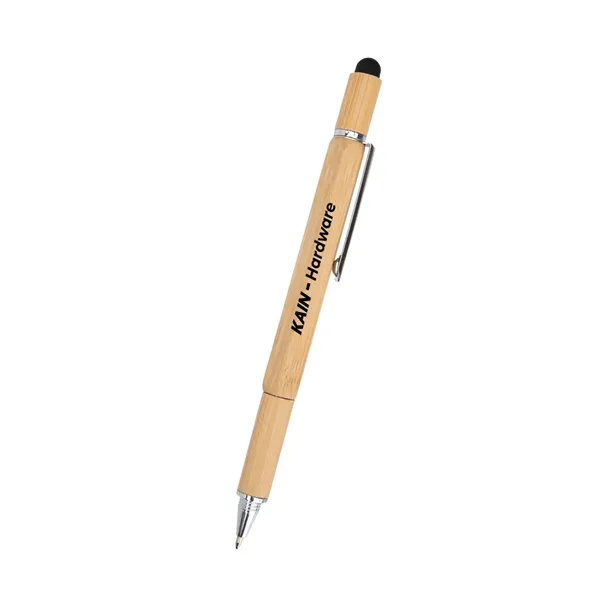 Bamboo ballpoint pen with twist-action design, stylus, screwdriver bits, level and... from ASI 61125 Hit Promotional Products / Hit®