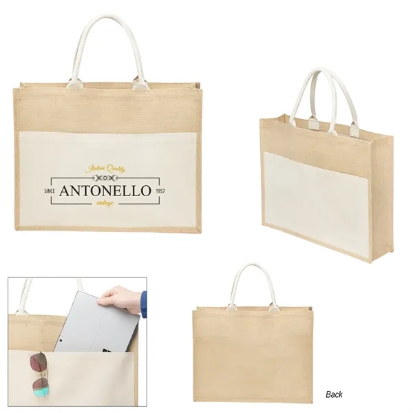 4.75" x 14" x 18" natural jute tote bag with 16"... from ASI 61125 Hit Promotional Products / Hit®