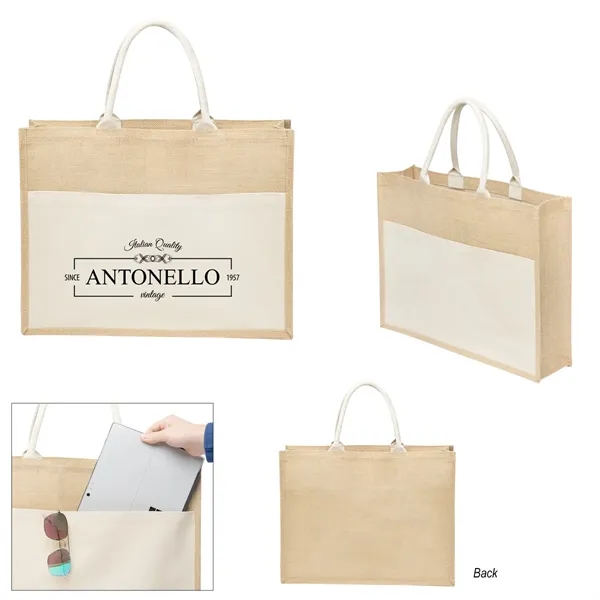 4.75" x 14" x 18" natural jute tote bag with 16"... from ASI 61125 Hit Promotional Products / Hit®